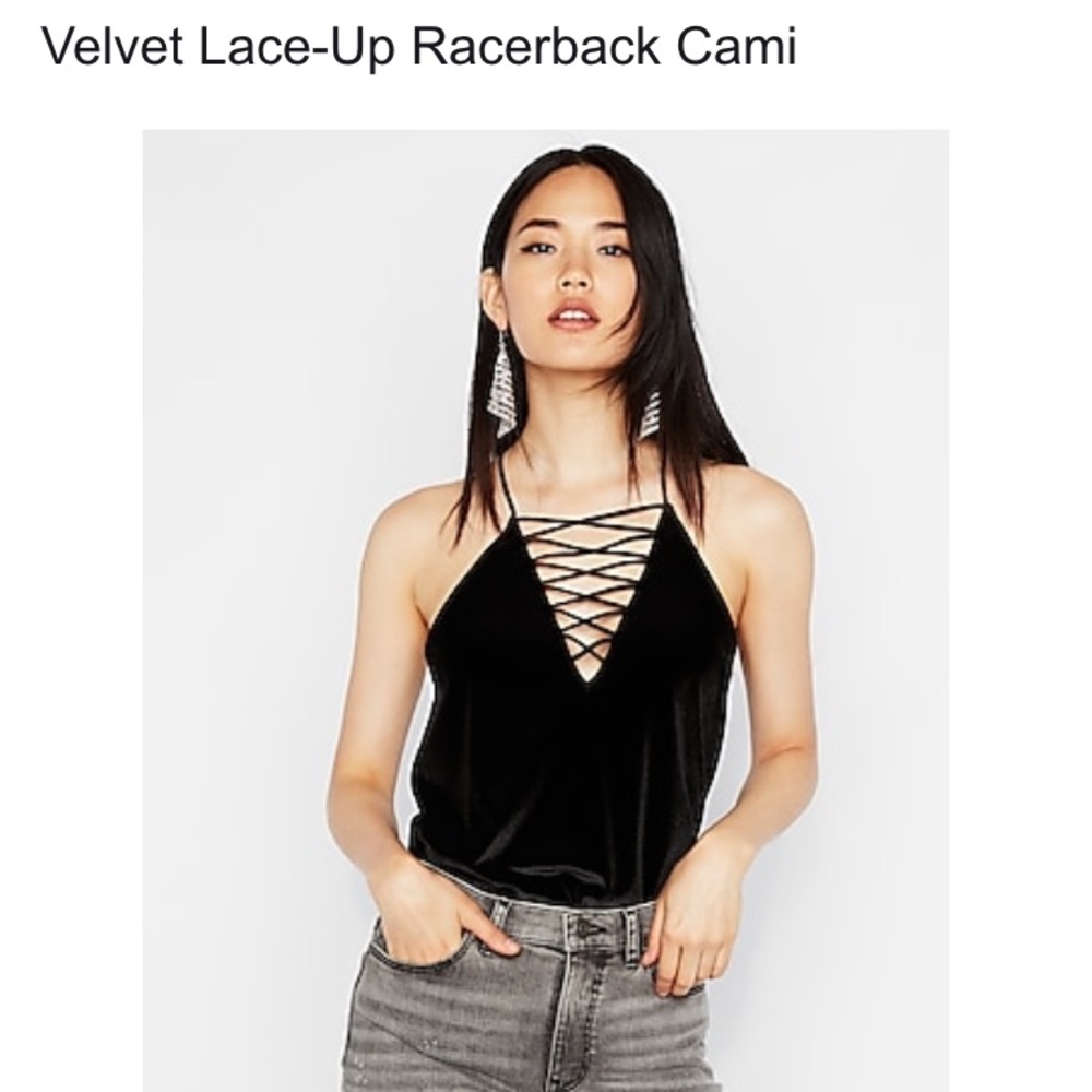 NWT Express velvet lace up racerback top